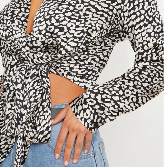 Black Leopard Wrap Front Tie Side Size 10 - Picture 5 of 10